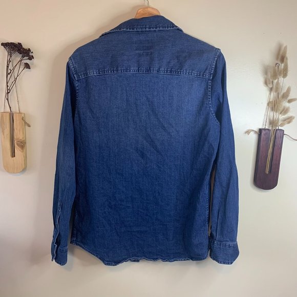 Medium/Dark Wash Men’s Button Down Denim Shirt Goodfellow Size Small - Picture 2 of 4